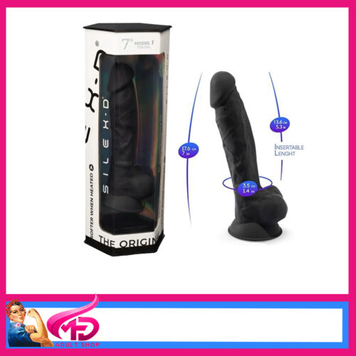 Silexd | Thermo reactive Silicone Dildo Penis Black Balls 7" Cock