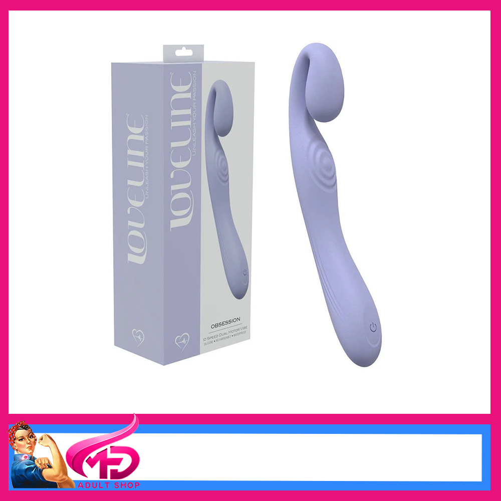 Loveline Vibrator G Spot Clit 18.4cm Versatile 10 Speeds Vibrator USb 2 Motors