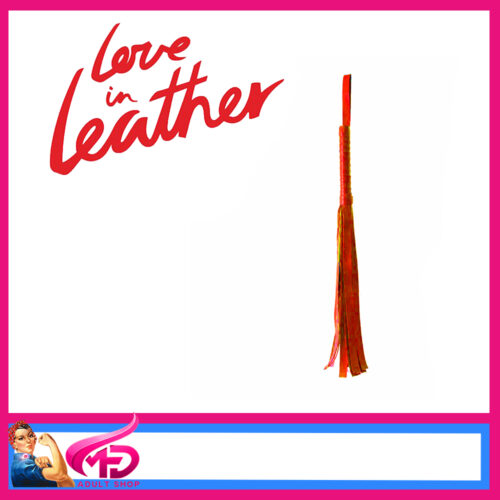 B-WHI01 Love in Leather | Pu Leather Flogger Lightweight Vegan Friendly Silver Stud 49cm Red