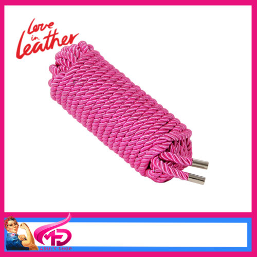 ROP002 Love in Leather | 10 Metres Silk Effect Rope Poly Cotton Core Cotton Weave Cover Metal Ends Pink