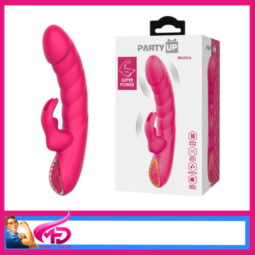 Party Up | Insane Super Power Monica 15.8cm 10 Speeds Rabbit Vibrator Pink