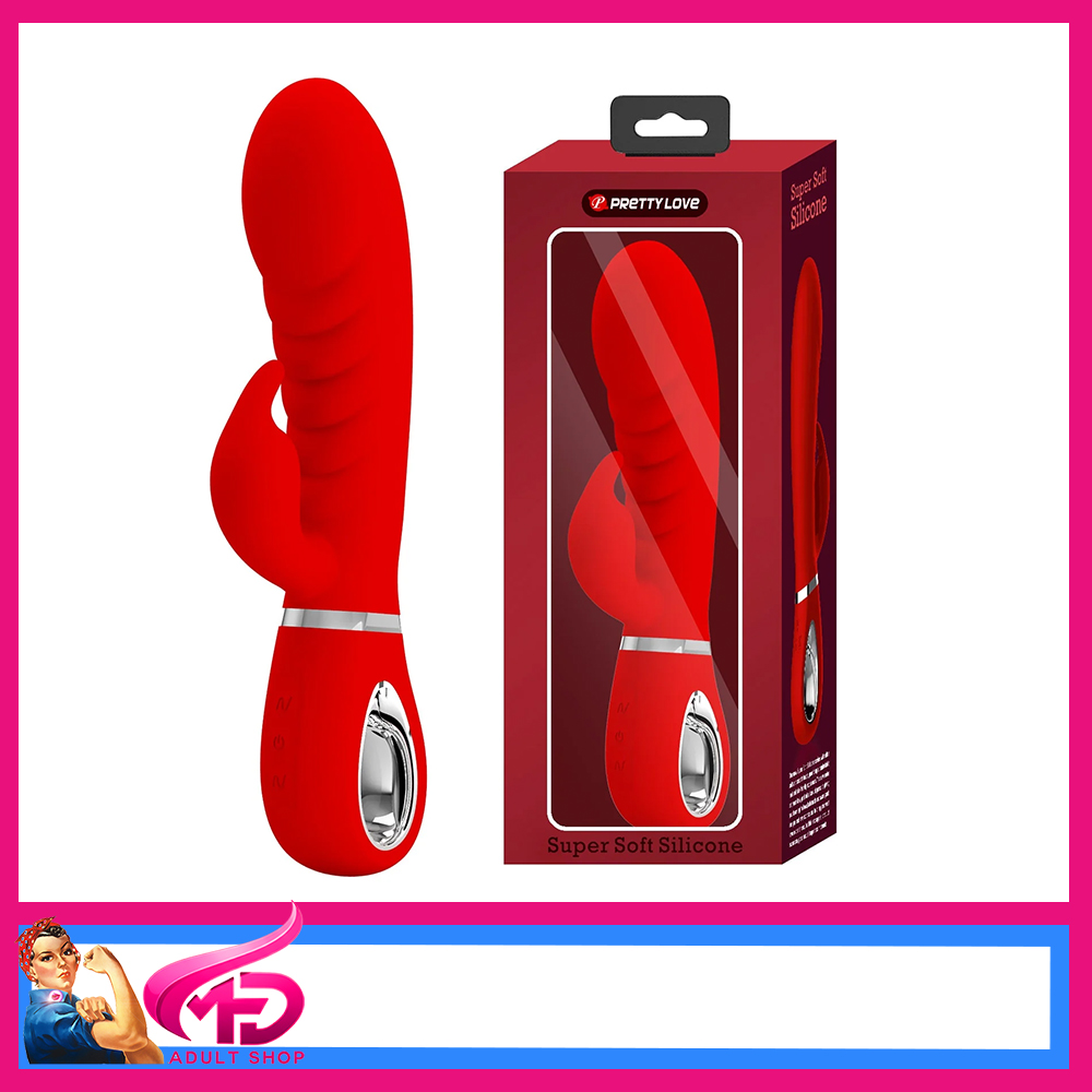Pretty Love Prescott Super Soft 7 Speeds Vibrator Rabbit 20cm Liquid Silicone Red