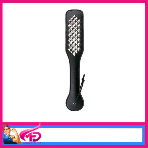 X-Cite Diamond Silver Studded 12" Spanking Paddle Pu Leather