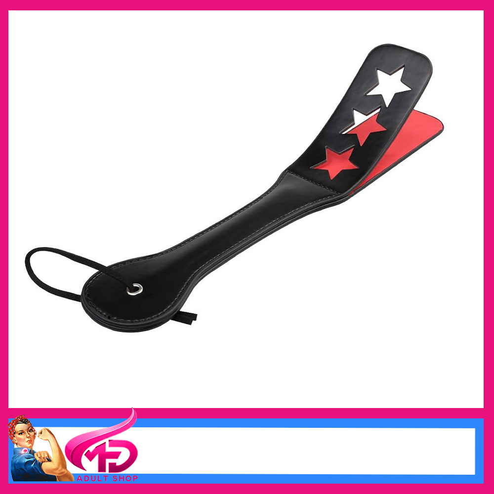 X-cite Stars Imprint Paddle Spanker 12" Red Black Faux Leather