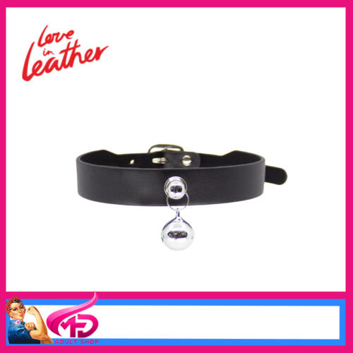B-COL08 Love In leather Faux Flat Leather 31-41cm Bell Collar Choker