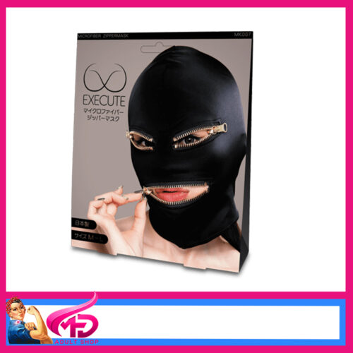 Execute | Microfibre Zipper Mask With Gold Zips Eyes Mouth Hood Mask Japanese Black