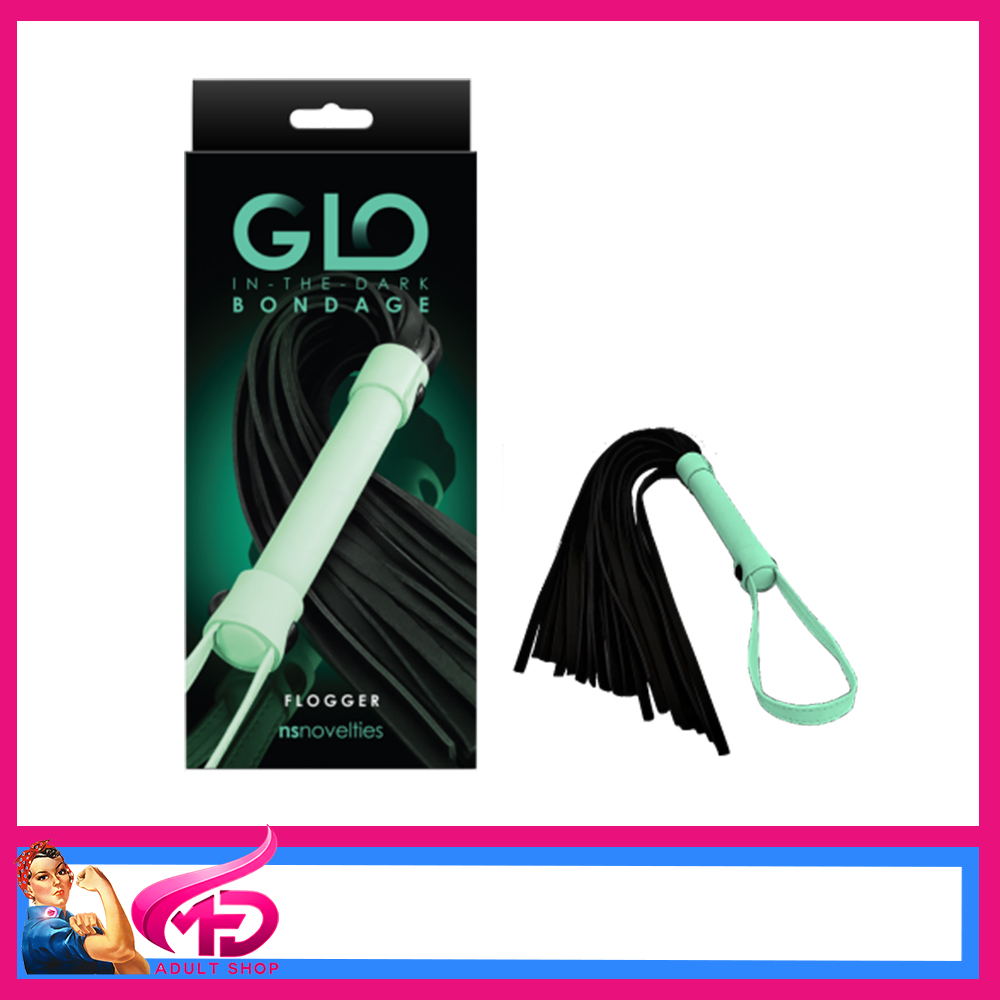 GLO Bondage Flogger Glow in the Dark Mini 24cm Whip Spanking in the Dark