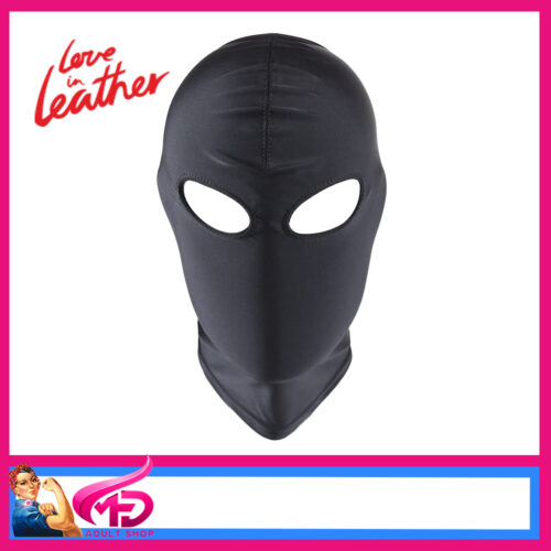 HOOD001 Love In Leather Spandex Eyes Stretchy Head Cover Hood Black
