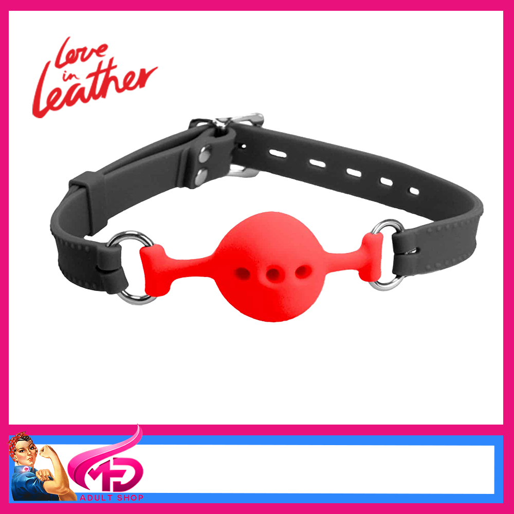 GAG011BR Love In Leather All Silicone Red Ball Gag With Breath Holes OSFM