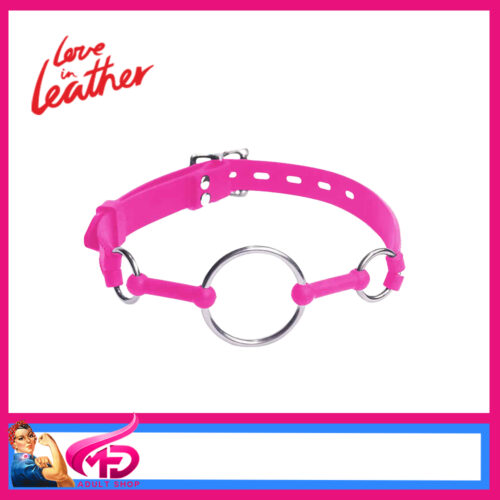 GAG009PNK Love In Leather Metal 8cm O Ring Mouth Gag Silicone Pink