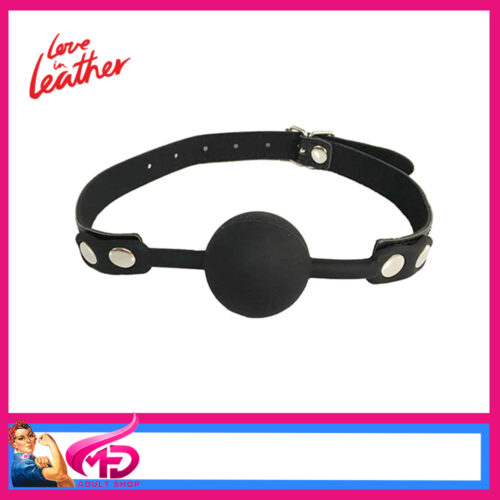 GAG006 Love In Leather | Silicone Ball Gag Grained Faux Leather Velveteen Black