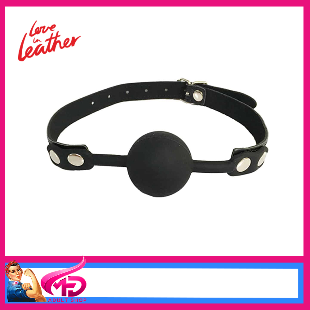 GAG006 Love In Leather | Silicone Ball Gag Grained Faux Leather Velveteen Black