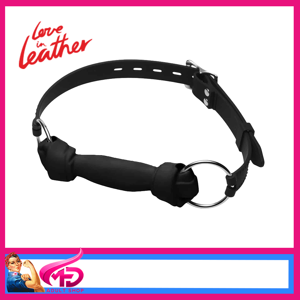 GAG005BLK Love In Leather Dog Chew Mouth Gag Bar All Silicone Quality